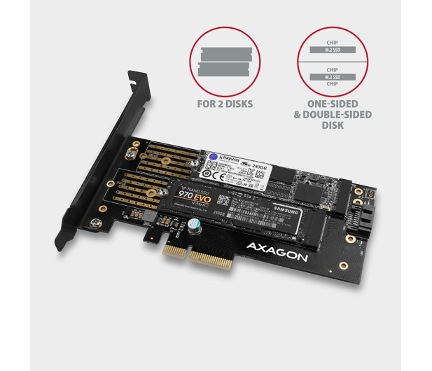 AXAGON Adapter wewnętrzny PCEM2-D, PCIe x4, 1x M.2 NVMe M-key + 1x SATA B-key slot, SP & LP - 730832 - zdjęcie 7